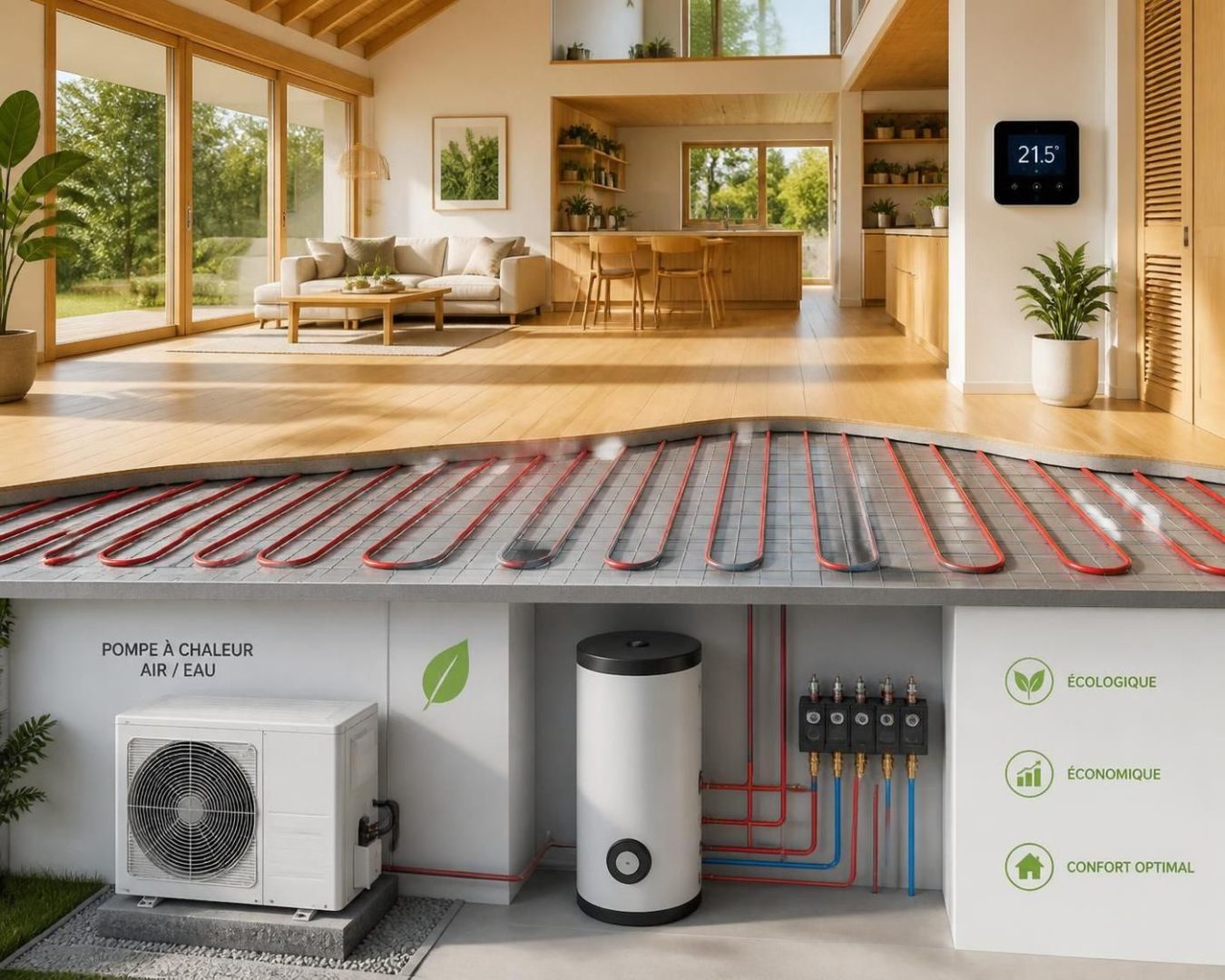 découvrez comment combiner pompe à chaleur air-eau et plancher chauffant bois pour une solution écologique, économique et un confort thermique optimal dans votre maison.