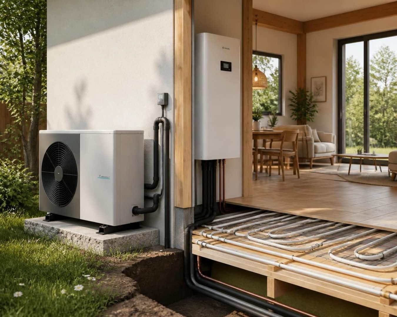 découvrez comment la pompe à chaleur air-eau combinée au plancher chauffant bois offre une solution écologique et économique pour un confort optimal tout au long de l'année.